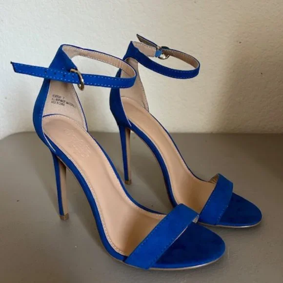 Charlotte Russe Rebekah Women's Blue Ankle Strap Stiletto High Heels Size 7 - Picture 1 of 6